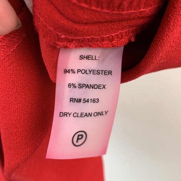 Calvin Klein ponte knit red tailored sheath square neck work cocktail dress EUC - Picture 9 of 10